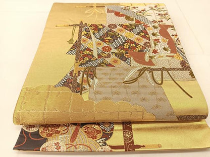 平和屋着物◎六通柄袋帯 唐織 誰が袖 金銀糸 引箔 正絹 逸品 BAAU2102yc