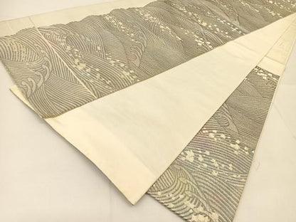 平和屋着物◎六通柄袋帯 陽春浪濤図 金銀糸 正絹 逸品 BAAU2106yc