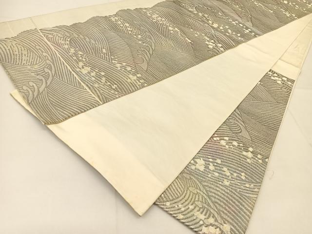 平和屋着物◎六通柄袋帯 陽春浪濤図 金銀糸 正絹 逸品 BAAU2106yc