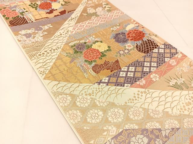 平和屋着物◎六通柄袋帯 唐織 飾花文 金銀糸 正絹 逸品 BAAU2114yc