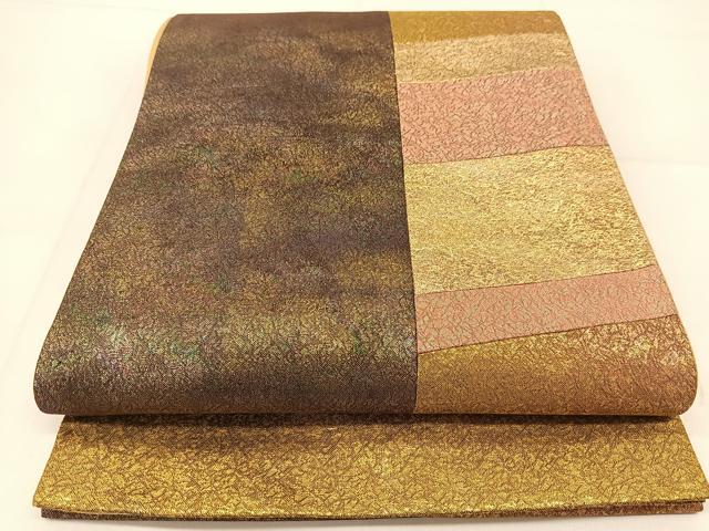 平和屋着物◎六通柄袋帯　切嵌　霞文　金銀糸　正絹　逸品　BAAU2138yc