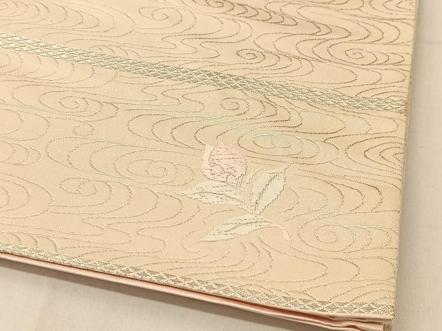 平和屋着物◎西陣　六通柄袋帯　唐織　錦プラチナ箔　孔雀羽花文　正絹　逸品　BAAU2158yc