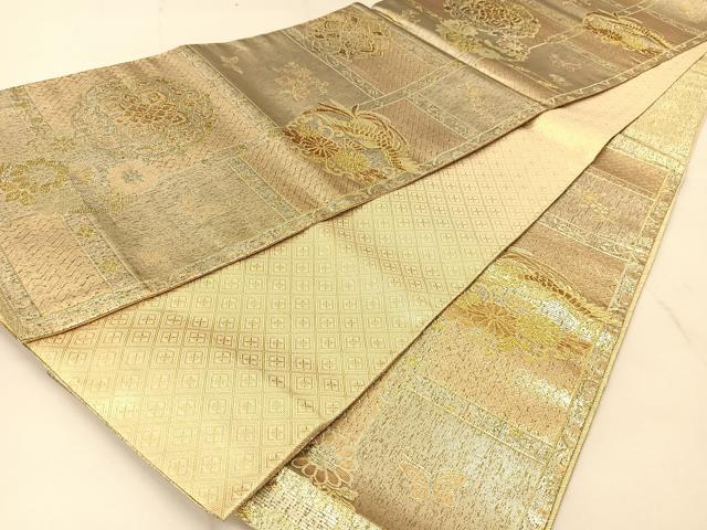 平和屋着物◎佐賀錦　六通柄袋帯　鳳凰花蝶丸文　金銀糸　正絹　逸品　BAAU2172yc