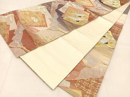 平和屋着物◎六通柄袋帯　唐織　道長重色紙文　金銀糸　正絹　逸品　BAAU2218yc