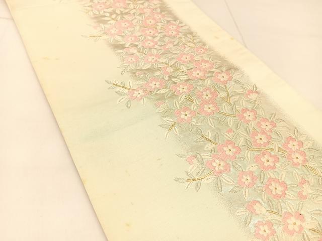 平和屋着物◎六通柄袋帯　唐織　枝花文　金銀糸　正絹　逸品　BAAU2229yc