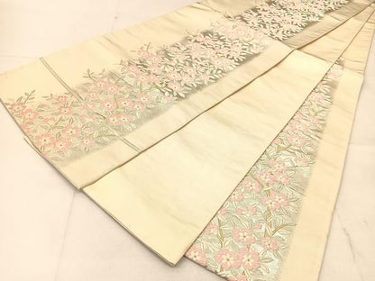 平和屋着物◎六通柄袋帯　唐織　枝花文　金銀糸　正絹　逸品　BAAU2229yc