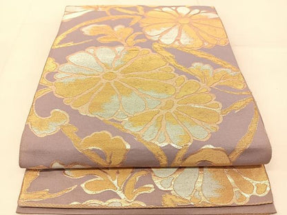 平和屋着物◎六通柄　京袋帯　菊花唐草文　金銀糸　正絹　逸品　BAAU2238yc