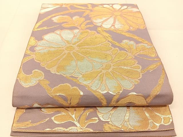 平和屋着物◎六通柄　京袋帯　菊花唐草文　金銀糸　正絹　逸品　BAAU2238yc