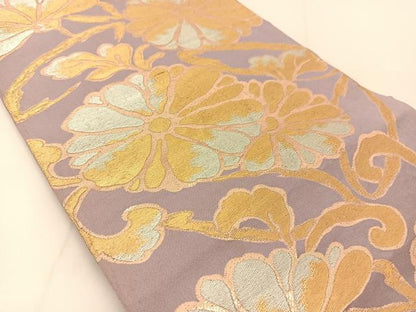 平和屋着物◎六通柄　京袋帯　菊花唐草文　金銀糸　正絹　逸品　BAAU2238yc