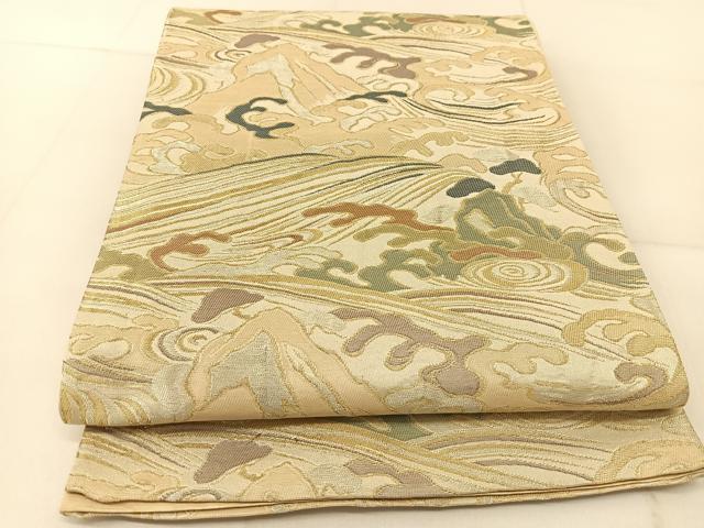 平和屋着物◎六通柄　京袋帯　立波文　金銀糸　正絹　逸品　BAAU2240yc