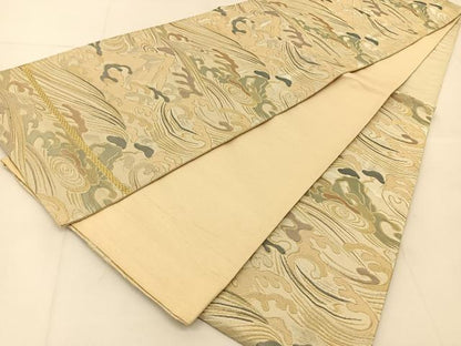 平和屋着物◎六通柄　京袋帯　立波文　金銀糸　正絹　逸品　BAAU2240yc