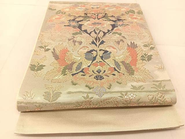 平和屋着物◎六通柄袋帯　向かい鳳凰花文　金銀糸　正絹　逸品　BAAU2256yc