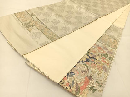 平和屋着物◎六通柄袋帯　向かい鳳凰花文　金銀糸　正絹　逸品　BAAU2256yc