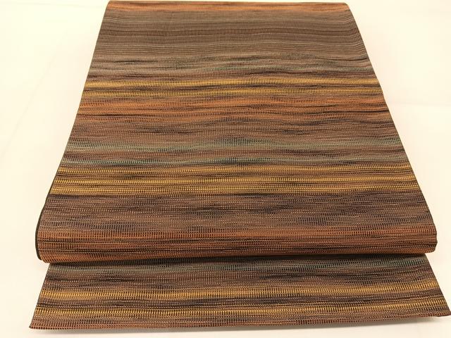 平和屋着物◎六通柄袋帯 横段文 金糸 正絹 逸品 BAAU2259yc
