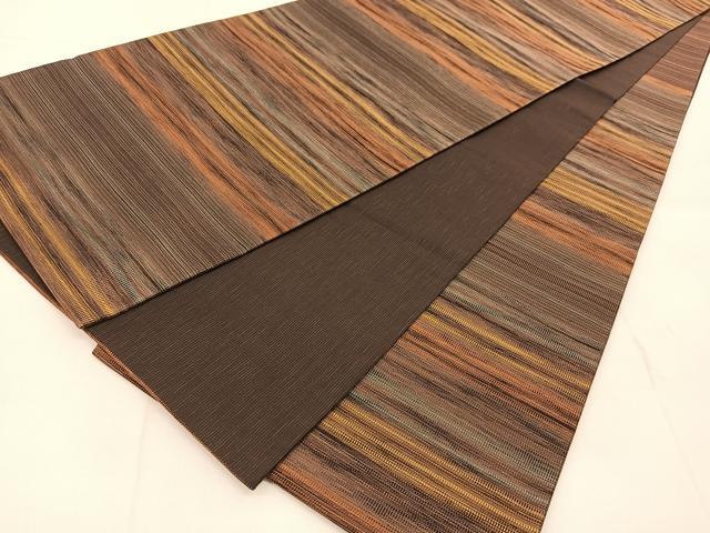 平和屋着物◎六通柄袋帯 横段文 金糸 正絹 逸品 BAAU2259yc