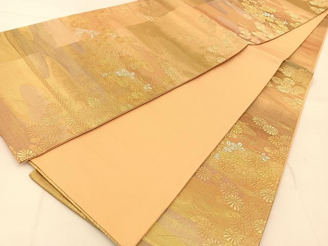 平和屋着物◎六通柄袋帯　絵霞菊花文　金銀糸　正絹　逸品　BAAU2265yc