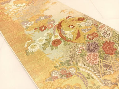 平和屋着物◎六通柄袋帯　唐織　瑞鳳柴垣文　金銀糸　正絹　逸品　BAAU2271yc