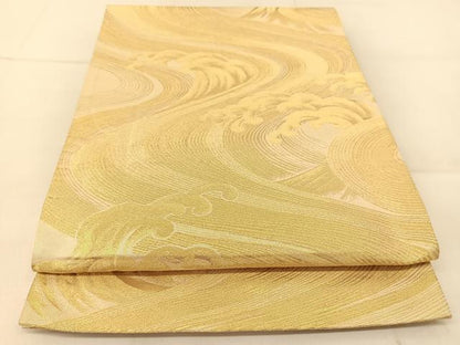 平和屋着物◎西陣　六通柄袋帯　立波文　金糸　正絹　逸品　BAAU2281yc