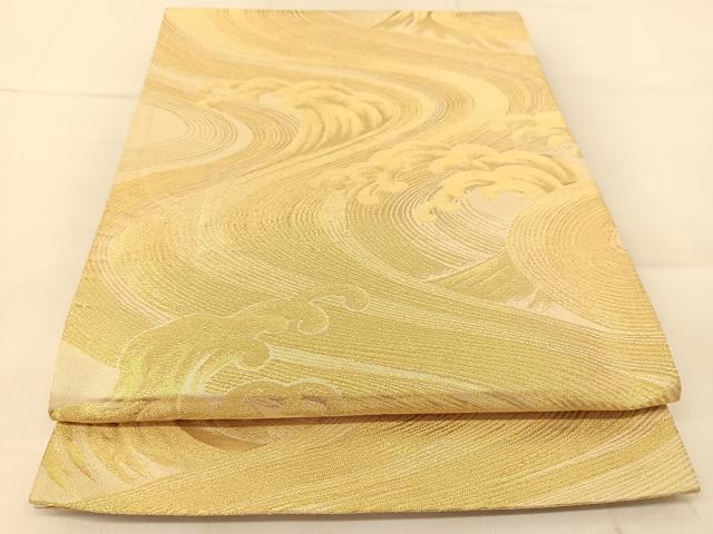 平和屋着物◎西陣　六通柄袋帯　立波文　金糸　正絹　逸品　BAAU2281yc