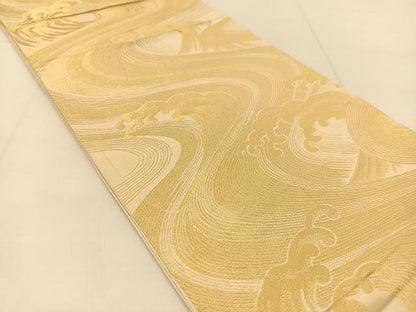 平和屋着物◎西陣　六通柄袋帯　立波文　金糸　正絹　逸品　BAAU2281yc