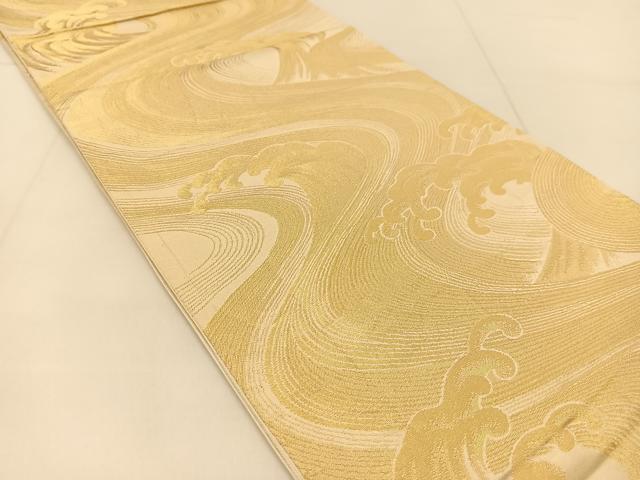 平和屋着物◎西陣　六通柄袋帯　立波文　金糸　正絹　逸品　BAAU2281yc