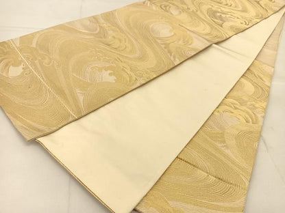 平和屋着物◎西陣　六通柄袋帯　立波文　金糸　正絹　逸品　BAAU2281yc