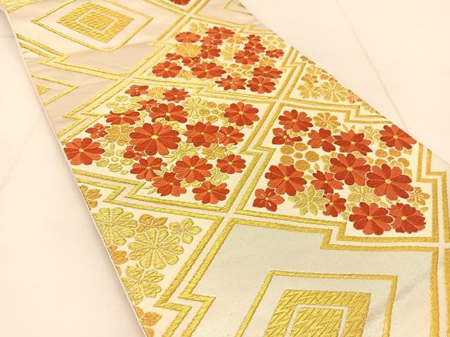 平和屋着物◎六通柄袋帯　唐織　松皮菱花文　やまとオリジナル　金銀糸　正絹　逸品　BAAU2289yc