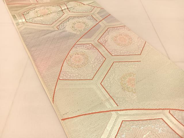 平和屋着物◎六通柄袋帯　唐織　亀甲正倉院花文　金糸　正絹　逸品　BAAU2291yc