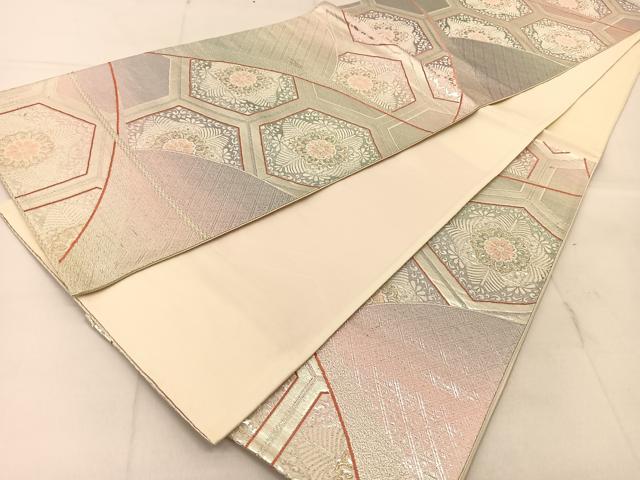 平和屋着物◎六通柄袋帯　唐織　亀甲正倉院花文　金糸　正絹　逸品　BAAU2291yc