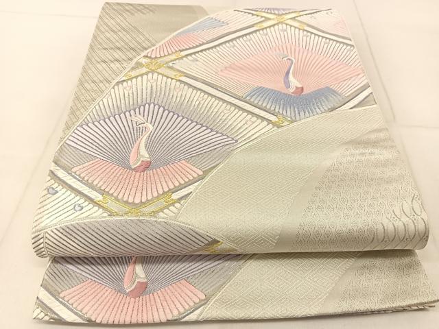 平和屋着物◎六通柄袋帯　唐織　菱天井花鳥文　金銀糸　正絹　逸品　BAAU2294yc