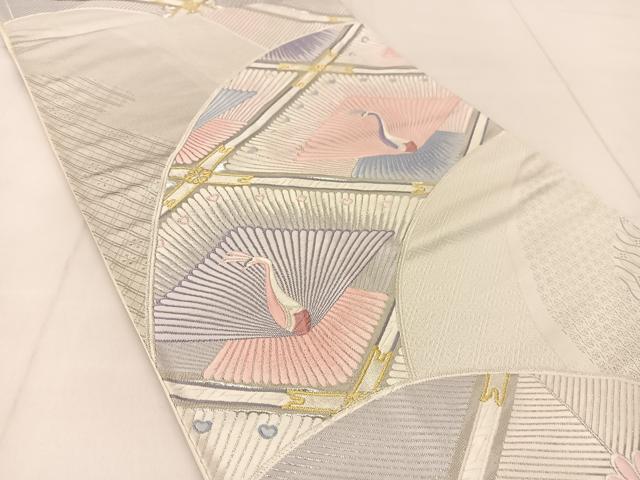 平和屋着物◎六通柄袋帯　唐織　菱天井花鳥文　金銀糸　正絹　逸品　BAAU2294yc