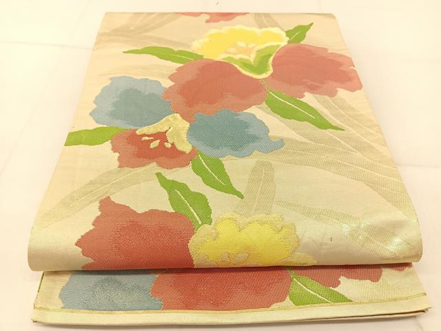 平和屋着物◎六通柄袋帯　カトレア　金糸　正絹　逸品　BAAU2295yc