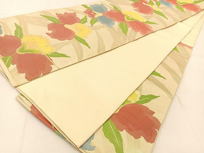 平和屋着物◎六通柄袋帯　カトレア　金糸　正絹　逸品　BAAU2295yc