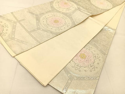 平和屋着物◎六通柄袋帯　唐織　正倉院花文　金銀糸　正絹　逸品　BAAU2296yc