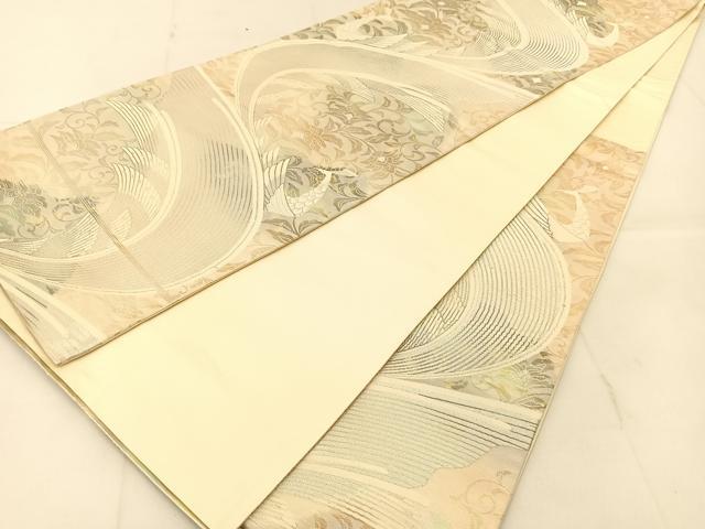 平和屋着物◎六通柄袋帯　孔雀更紗花文　金銀糸　引箔　正絹　逸品　BAAU2297yc