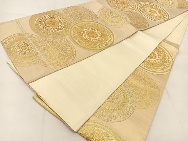 平和屋着物◎六通柄袋帯　花絵皿　金糸　正絹　逸品　BAAU2301yc