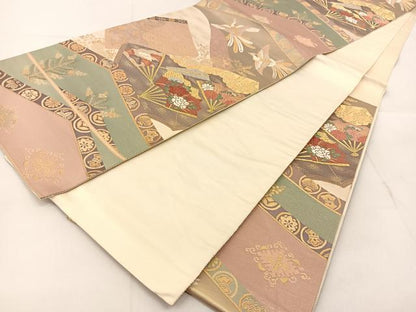 平和屋着物◎六通柄袋帯　唐織り　本漆箔　鳳凰吉祥花文　正絹　逸品　BAAU2308yc