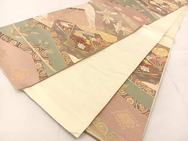 平和屋着物◎六通柄袋帯　唐織り　本漆箔　鳳凰吉祥花文　正絹　逸品　BAAU2308yc