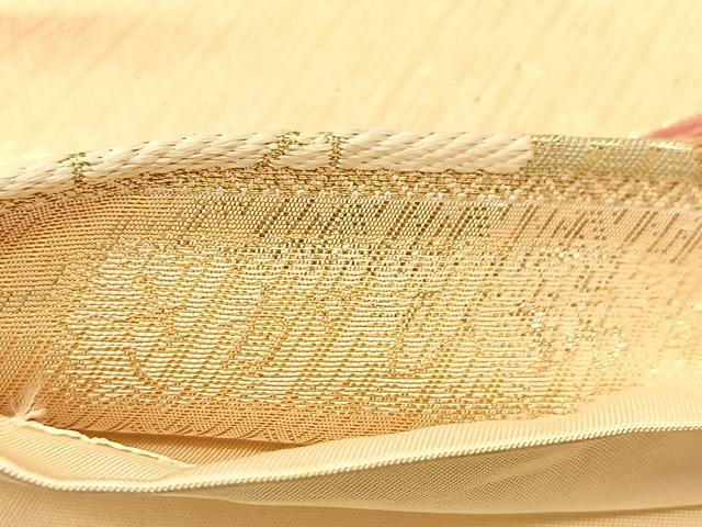 平和屋着物◎六通柄袋帯　唐織　さがび錦　裂取有職文　金糸　正絹　逸品　BAAU2317yc