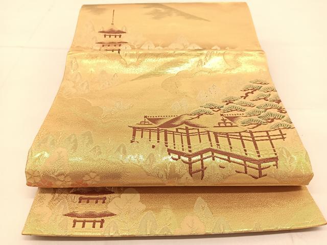 平和屋着物◎六通柄袋帯　京の四季　金糸　正絹　逸品　BAAU2324yc