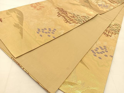 平和屋着物◎六通柄袋帯　京の四季　金糸　正絹　逸品　BAAU2324yc