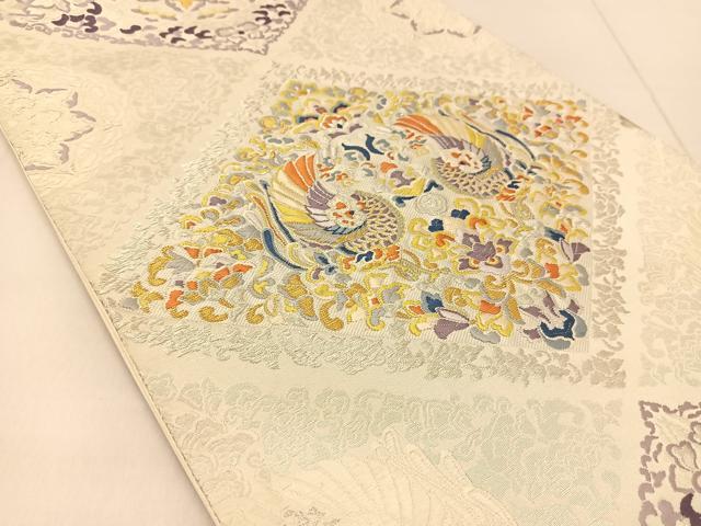 平和屋着物◎六通柄袋帯　唐織　向かい鳳凰花文　金銀糸　正絹　逸品　BAAU2326yc