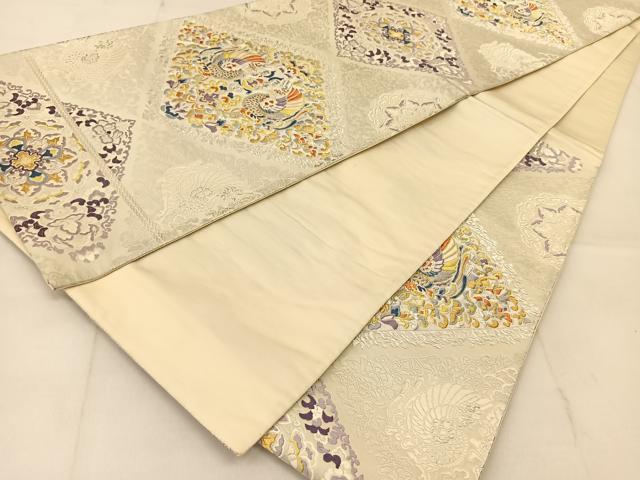 平和屋着物◎六通柄袋帯　唐織　向かい鳳凰花文　金銀糸　正絹　逸品　BAAU2326yc