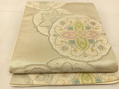 平和屋着物◎六通柄袋帯　唐織　正倉院花丸文　金銀糸　正絹　逸品　BAAU2329yc