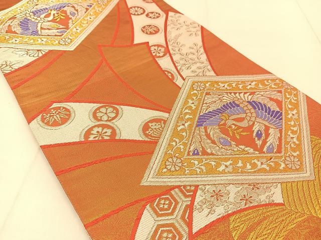 平和屋着物◎両面　全通柄袋帯　唐織　花喰い鳳凰文　金銀糸　正絹　逸品　BAAU2330yc