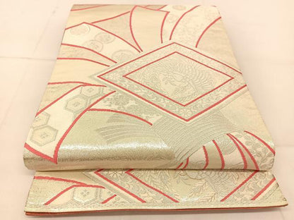平和屋着物◎両面　全通柄袋帯　唐織　花喰い鳳凰文　金銀糸　正絹　逸品　BAAU2330yc