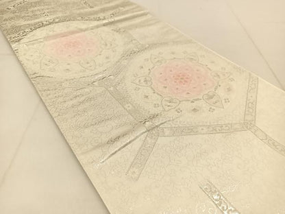 平和屋着物◎六通柄袋帯　唐織　亀甲正倉院花文　銀糸　正絹　逸品　BAAU2332yc