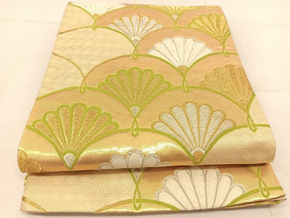 平和屋着物◎六通柄袋帯　唐織　菊青海波　金銀糸　正絹　逸品　BAAU2342yc