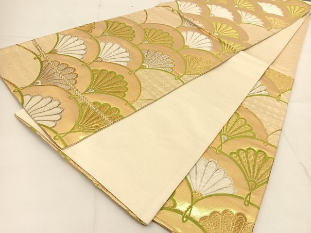 平和屋着物◎六通柄袋帯　唐織　菊青海波　金銀糸　正絹　逸品　BAAU2342yc