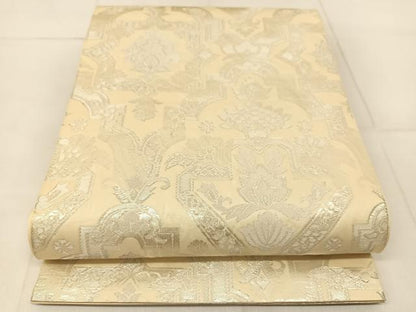 平和屋着物◎六通柄　本袋帯　更紗花文　銀糸　正絹　逸品　BAAU2354yc